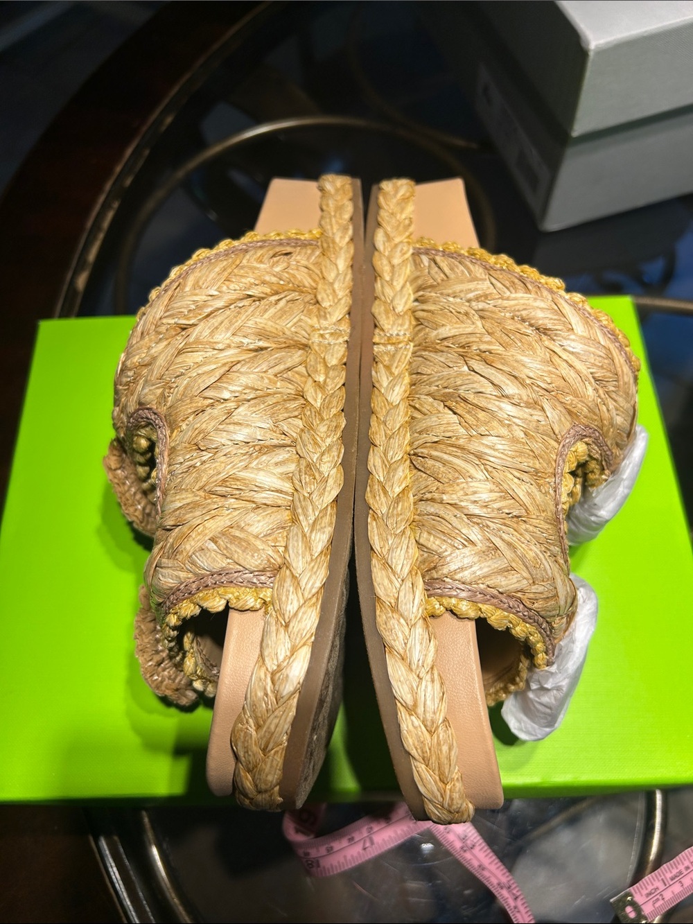 Sam Edelman new in box Natural Raffia Double-Buckle Slide Mules 7.5 - Picture 4 of 6